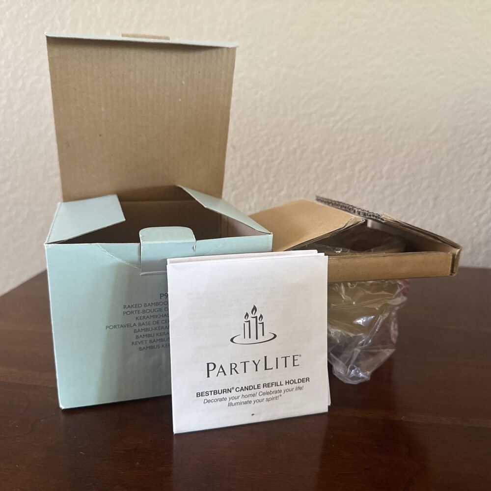 Vintage Retired Partylite raker bamboo ceramic holder retired nib p13d/p9887